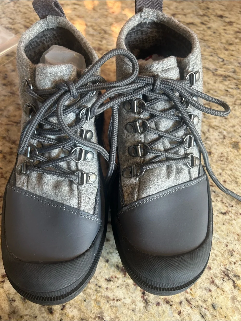 TOMS MESA GRAY WOOL LACE UP ANKLE BOOTS Size 5 original insoles missing